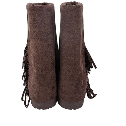 Pasarela concept women's australian boots brown color casual boot suede fringe boho chunky track platform 5 cm fur lined winter