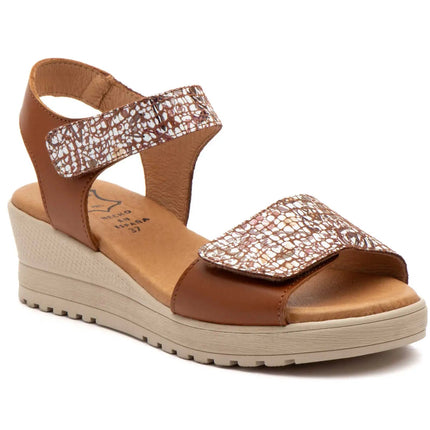 Women's wedge sandals with velcro made in spain model e647 sizes 36 to 41 high style PlatiNum
