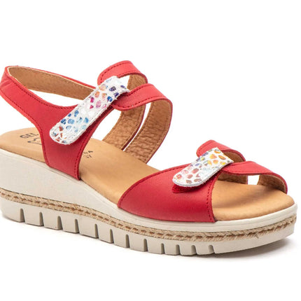 Women's wedge sandals with velcro made in spain model e459 sizes 36 to 41 high style PlatiNum