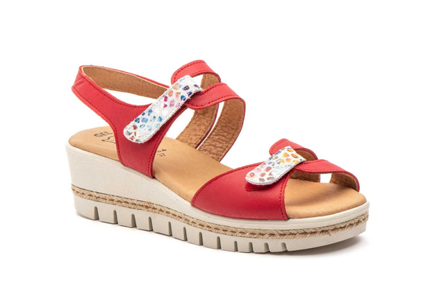Women's wedge sandals with velcro made in spain model e459 sizes 36 to 41 high style PlatiNum