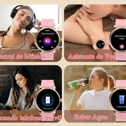 Smartwatch da donna IP68, modello 2025 con schermo AMOLED da 1,43", chiamate Bluetooth, oltre 120 sport disponibili, monitoraggio frequenza cardiaca, SpO2, pressione sanguigna e sonno. Smartwatch per Android e iOS. platinumshop
