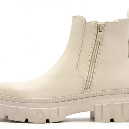 Beige combat boot with thick sole and side closure for women - lantian