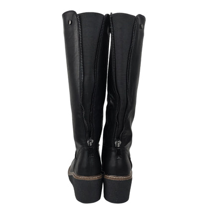 Pasarela concept women's high wedge boots black color casual boot elastic adjustable back zipper