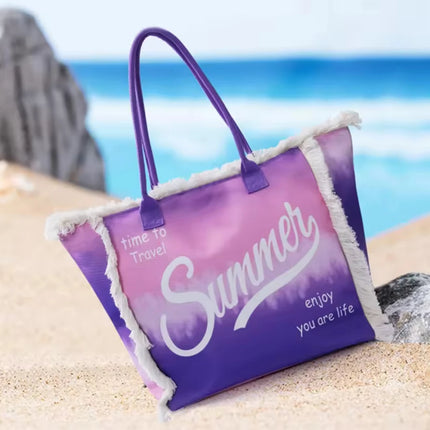 MIGLIORATA borsa da spiaggia o da piscina con stampe frasi colorate |   MISURA modello estivo 55 cm × 37 cm × 19 cm