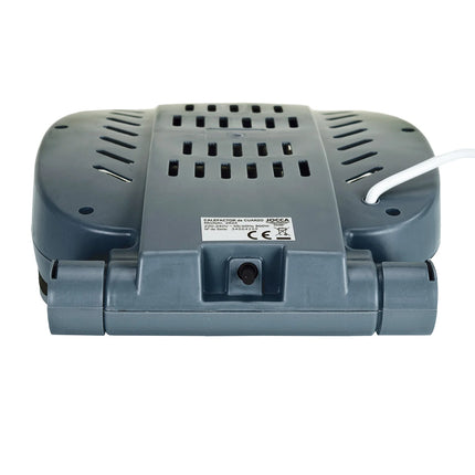 Halogen electric heater Jocca with quartz bars, ideal for small rooms like offices, bathrooms, or kitchens; 800W power, compact, foldable design, and includes safety features like a tip-over switch and a safety grid.