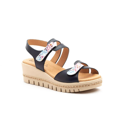 Women's wedge sandals with velcro made in spain model e459 sizes 36 to 41 high style PlatiNum