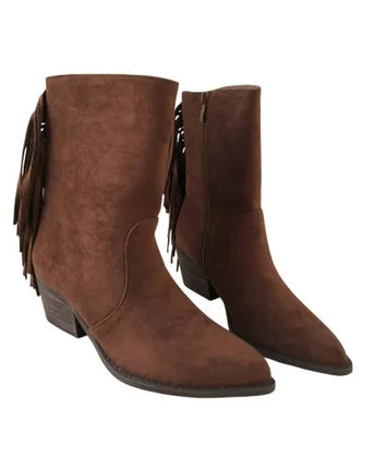 Fringe heel boot suede 11468