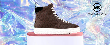 Michael Kors Ankle Sneakers 43F2NVFE6B for Women, PVC upper, lace-up closure, comfortable design, ideal for casual and sports activities, perfect women's footwear for spring and autumn, versatile and breathable. PlatiNum