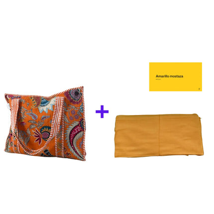 Beach bag, pool bag, padded bag with Indian floral print. Block print.