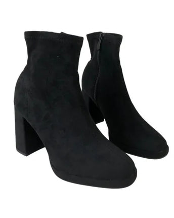 Platform heel boot with elastic suede 11526