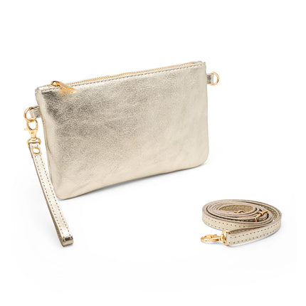 Pochette da Donna in Vera Pelle Made in Italy Mini Borsa a Mano con Tracolla e Bracciale - Mya di Mauro Pelletteria