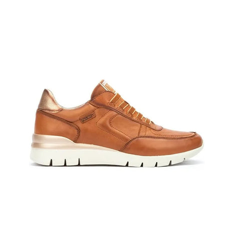 Sneakers PIKOLINOS W4R-6731 Brown for Women, comfortable leatherette shoes with a flat platform sole, ideal for outdoor and casual wear. PlatiNum