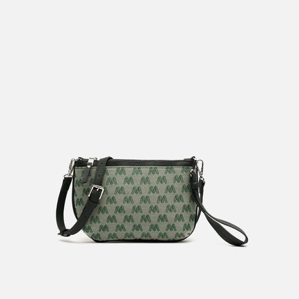 Borsa a tracolla piccola Misako Mongra con manico a mano e stampa monogramma ED. Tasca per il denaro