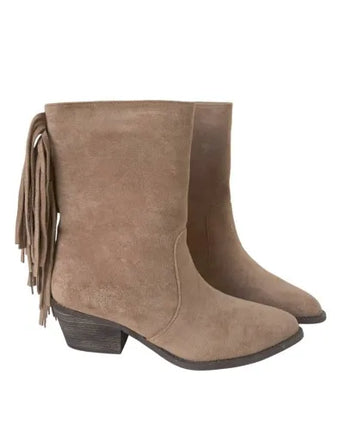 Fringe heel boot suede 11468
