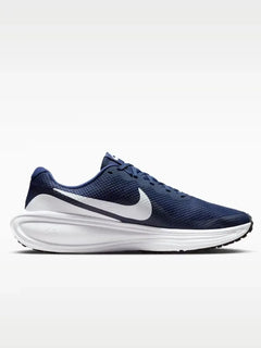 Nike Revolution 8 Midnight Navy Running Shoes for Men, featuring breathable mesh upper, foam midsole for cushioning, and a 10mm drop, ideal for comfortable asphalt running.
