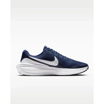 Nike Revolution 8 Midnight Navy Running Shoes for Men, featuring breathable mesh upper, foam midsole for cushioning, and a 10mm drop, ideal for comfortable asphalt running.