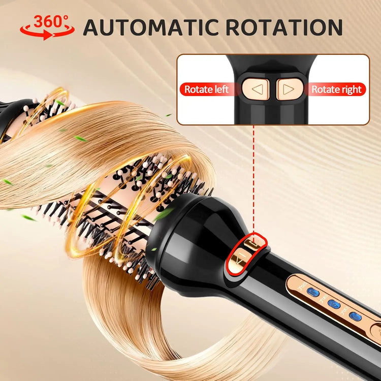 Thermal Brush - YANISTA 4 in 1 Hair Care Brush with 40mm Diameter, Ionic Technology, Anti-Burn Comb, and 3 Temperature Levels for Different Hair Types, Ideal for Creating Natural Curls.