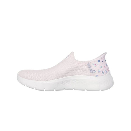 Skechers Slip-ins Go Walk Flex Sneakers for Women in Pink, featuring a flexible sole, lightweight cushioning, and ergonomic fit for comfortable all-day wear, ideal for casual and sporty looks. PlatiNum