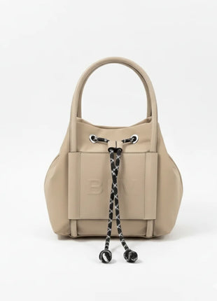 Borsa in Nylon BIM - Borsa a Secchiello da Donna con Chiusura a Coulisse - Elegante Borsa a Spalla con Tracolla Sportiva Rimovibile - Design Trendy Senza Marchio con Logo in Rilievo