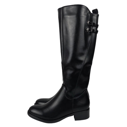 Pasarela concept high heel boots women color black casual boot elastic lycra cuff wide