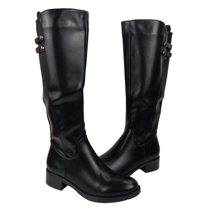 Pasarela concept high heel boots women color black casual boot elastic lycra cuff wide