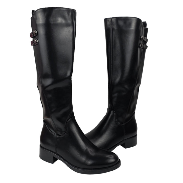 Pasarela concept high heel boots women color black casual boot elastic lycra cuff wide