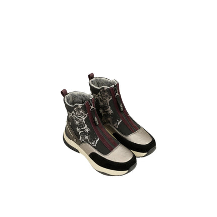 Anekke real women's sports ankle boot - lyon 413 model - black and metallic color - front zipper closure - height approx. 20 cm