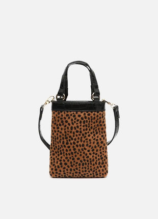 Borsa a mano Samira con stampa animalier piccola e tracolla ED rimovibile. Tasca per il denaro Misako