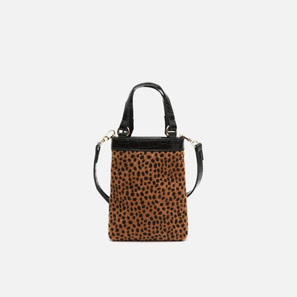 Borsa a mano Samira con stampa animalier piccola e tracolla ED rimovibile. Tasca per il denaro Misako