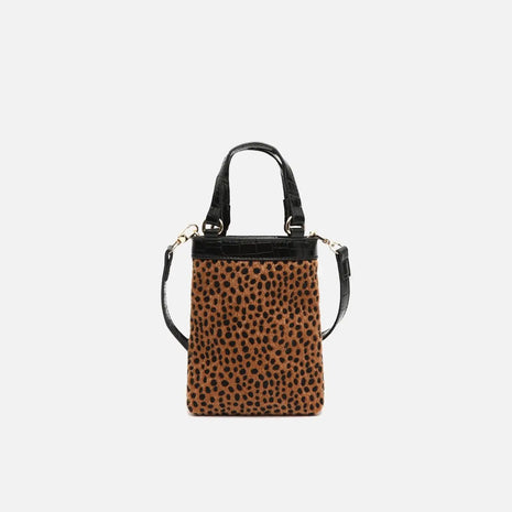 Borsa a mano Samira con stampa animalier piccola e tracolla ED rimovibile. Tasca per il denaro Misako