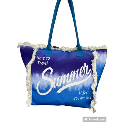 MIGLIORATA borsa da spiaggia o da piscina con stampe frasi colorate |   MISURA modello estivo 55 cm × 37 cm × 19 cm