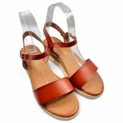 Timbos women's comfortable wedge sandal camel 131451 PlatiNum