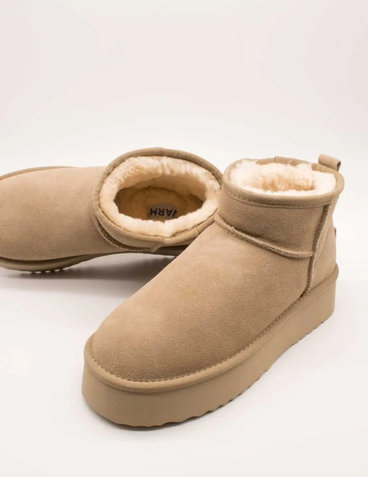 Varm mores d8 mini beige suede ankle boot for women