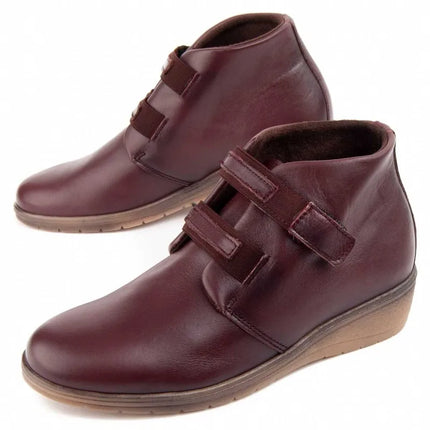 Leather ankle boot with wedge for women. Akilav puriskin 104907