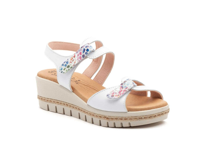 Women's wedge sandals with velcro made in spain model e459 sizes 36 to 41 high style PlatiNum