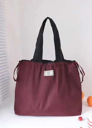 Borsa per la spesa grande pieghevole MIGLIORATA con coulisse in tinta unita, dimensioni 53 * 44 cm