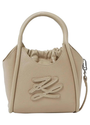 KARL LAGERFELD Mini Tote Bag K/Autograph con toppa beige