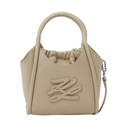 KARL LAGERFELD Mini Tote Bag K/Autograph con toppa beige
