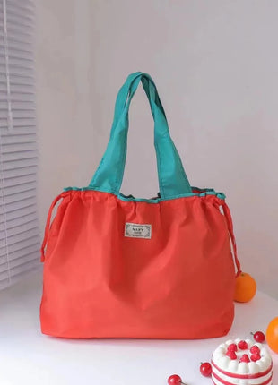 Borsa per la spesa grande pieghevole MIGLIORATA con coulisse in tinta unita, dimensioni 53 * 44 cm