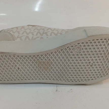 Stylish Comfortable Platform Sneakers for Women, made of synthetic material in white and light gray with a chic KMK monogram, perfect for casual wear and versatile enough to pair with jeans or dresses.