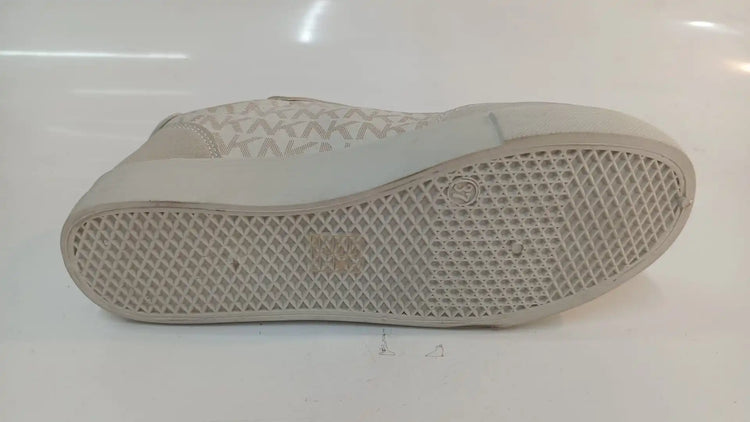 Stylish Comfortable Platform Sneakers for Women, made of synthetic material in white and light gray with a chic KMK monogram, perfect for casual wear and versatile enough to pair with jeans or dresses.