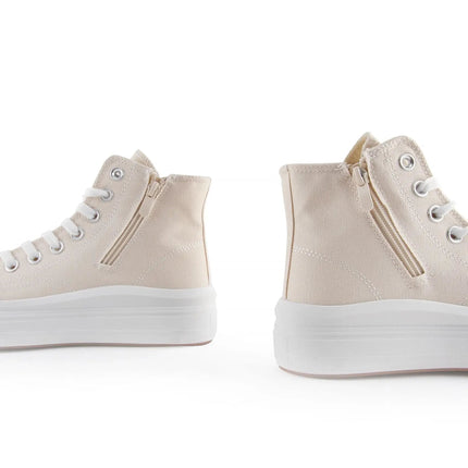 High-top Canvas Shoes for Women by ANDY-Z AZ1007 with Zip Closure, Textile Lining, Comfortable Platform Sole, and Non-Slip Design, Ideal for Casual and Outdoor Use. Perfect Women's Footwear for Spring and Autumn. PlatiNum