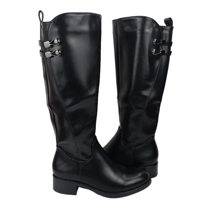 Pasarela concept high heel boots women color black casual boot elastic lycra cuff wide