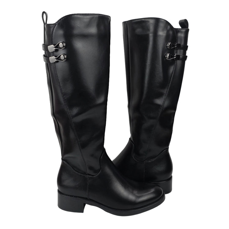 Pasarela concept high heel boots women color black casual boot elastic lycra cuff wide