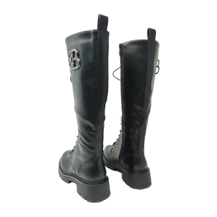 Eva zorteon- women's high military boots with laces and side zipper. Tulipano brand.