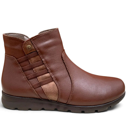 Flexpies women's leather sport ankle boots 1440 brown 106020 flexpies flat ankle boots women brands