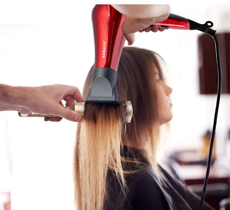 Professional Hair Dryer Sokany 2400W with Fast Drying, featuring 2 Speeds, 2 Temperatures, and 2 Concentrator Nozzles for Hair Care at Home or Salon Use.