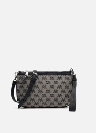 Borsa a tracolla piccola Misako Mongra con manico a mano e stampa monogramma ED. Tasca per il denaro