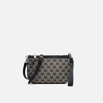 Borsa a tracolla piccola Misako Mongra con manico a mano e stampa monogramma ED. Tasca per il denaro