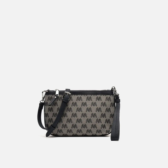 Borsa a tracolla piccola Misako Mongra con manico a mano e stampa monogramma ED. Tasca per il denaro